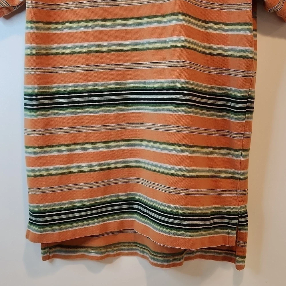 Ralph Lauren Polo Shirt 100% Cotton Men's Sz Small Orange/Blue Striped EUC NICE!